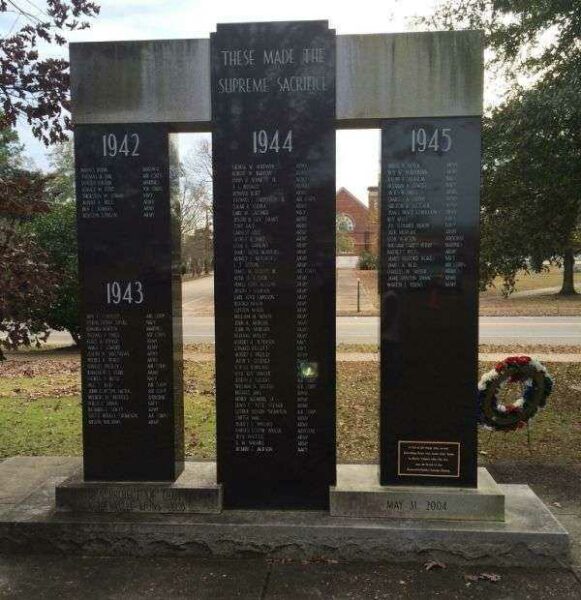 BUTLER COUNTY WORLD WAR II MEMORIAL BACK