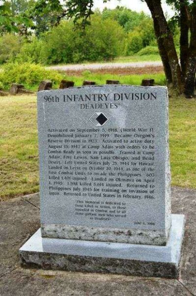96TH INFANTRY DIVISION DEADEYES WAR MEMORIAL BACK