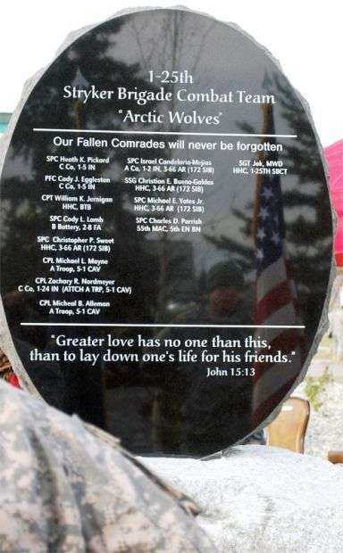 1-25TH STRYKER BRIGADE COMBAT TEAM “ARCTIC WOLVES WAR MEMORIAL