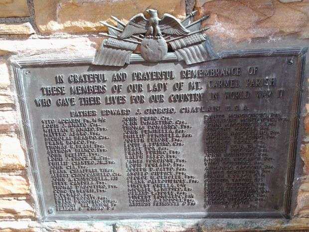 OUR LADY OF MT CARMEL WAR MEMORIAL PLAQUE