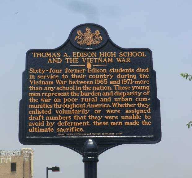 THOMAS A. EDISON HIGH SCHOOL AND THE VIETNAM WAR MEMORIAL MARKER