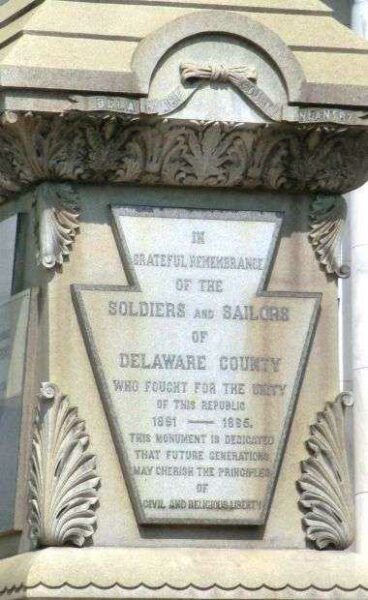 SOLDIERS AND SAILORS OF DELAWARE COUNTY CIVIL WAR MEMORIAL DEDICATION STONE