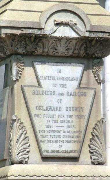 SOLDIERS AND SAILORS OF DELAWARE COUNTY CIVIL WAR MEMORIAL DEDICATION STONE
