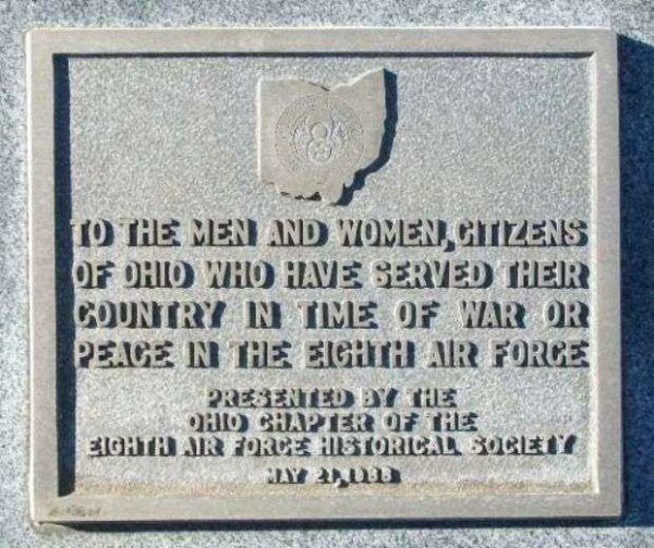 OHIOANS WHO SERVED IN THE 8TH AIR FORCE MEMORIAL PLAQUE