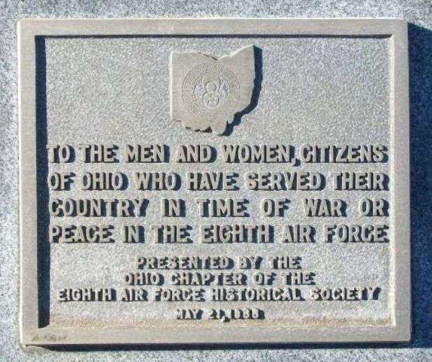 OHIOANS WHO SERVED IN THE 8TH AIR FORCE MEMORIAL PLAQUE