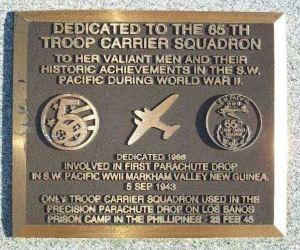 65TH TROOP CARRIER SQUADRON WAR MEMORIAL PLAQUE