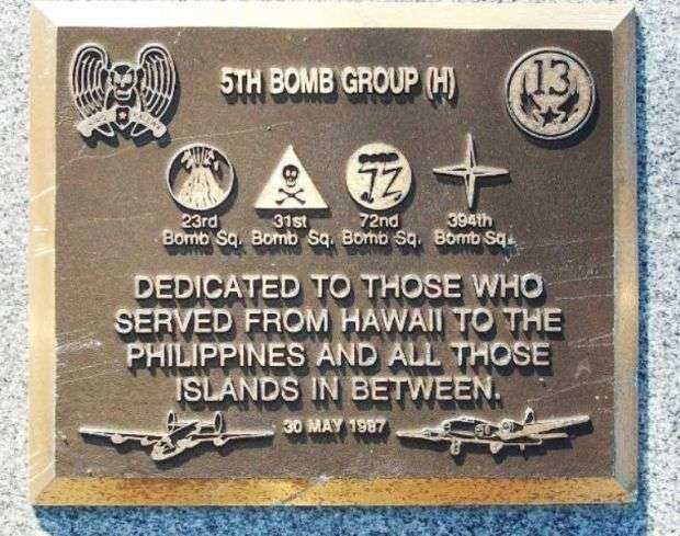 5TH BOMB GROUP (H) WAR MEMORIAL PLAQUE