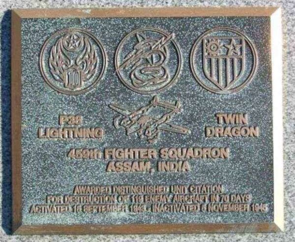 459TH FIGHTER SQUADRON WAR MEMORIAL PLAQUE