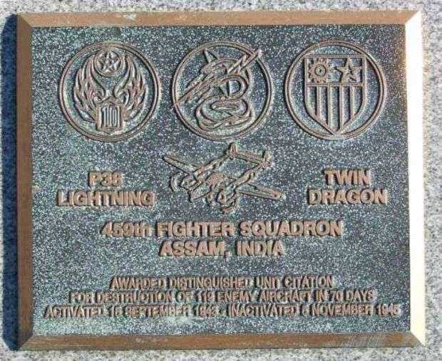 459TH FIGHTER SQUADRON WAR MEMORIAL PLAQUE