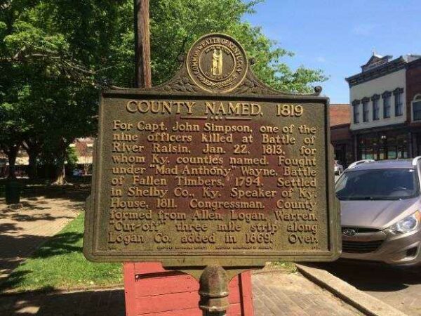 COUNTY NAMED 1819 WAR MEMORIAL MARKER FRONT