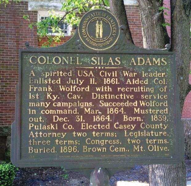 COLONEL SILAS ADAMS WAR MEMORIAL MARKER