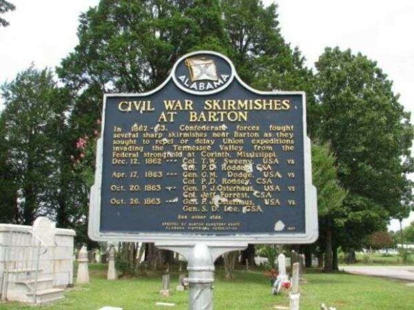 CIVIL WAR SKIRMISHES AT BARTON MEMORIAL MARKER
