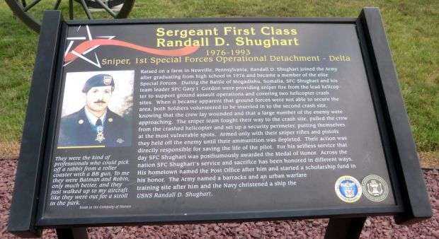 SERGEANT FIRST CLASS RANDALL D. SHUGHART MEDAL OF HONOR WAR MEMORIAL PLAQUE