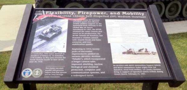 FLEXIBILITY, FIREPOWER, AND MOBILITY WAR MEMORIAL HOWITZER (SP) PLAQUE
