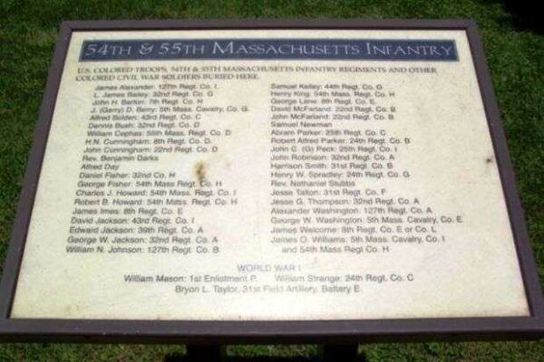 54TH & 55TH MASSACHUSETTS INFANTRY WAR MEMORIAL PLAQUE