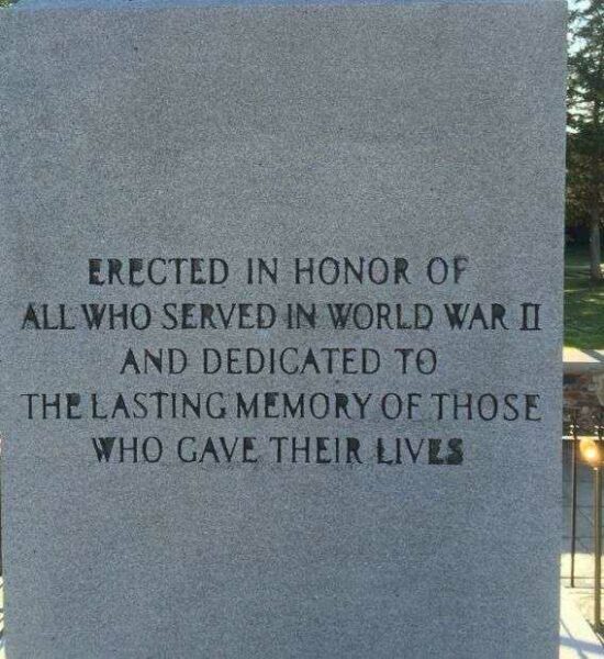 BELMONT WORLD WAR II MEMORIAL DEDICATION STONE