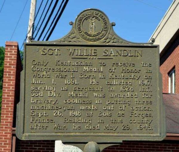 SGT. WILLIE SANDLIN MEDAL OF HONOR WAR MEMORIAL MARKER