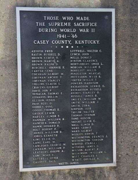 CASEY COUNTY WAR MEMORIAL PLAQUE C