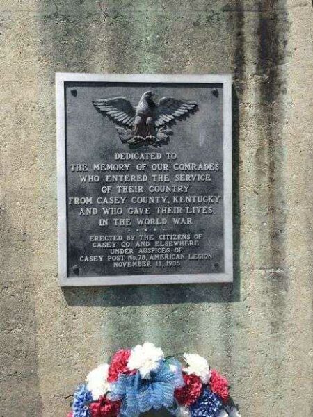 CASEY COUNTY WAR MEMORIAL PLAQUE A