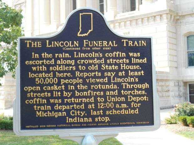 THE LINCOLN FUNERAL TRAIN WAR MEMORIAL MARKER BACK