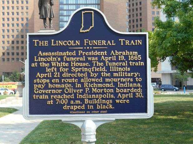 THE LINCOLN FUNERAL TRAIN WAR MEMORIAL MARKER FRONT