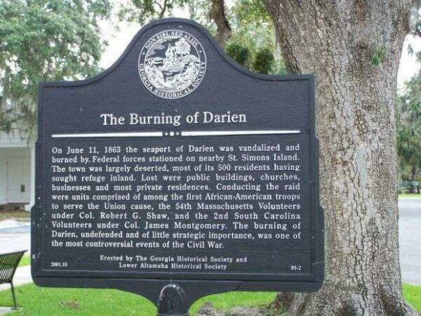 THE BURNING OF DARIEN WAR MEMORIAL MARKER