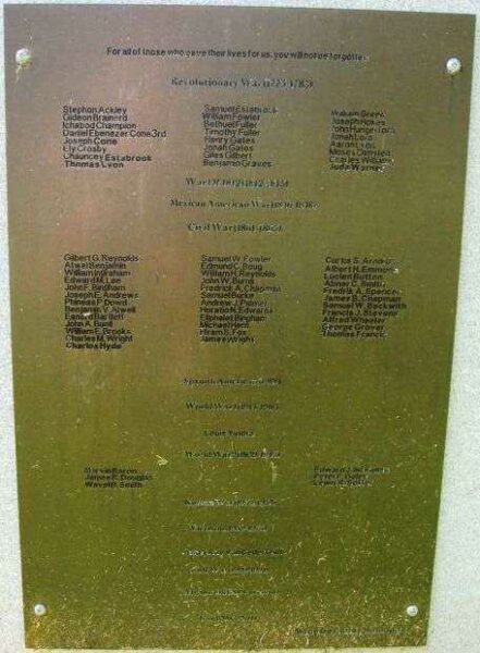 EAST HADDAM WAR VETERANS MEMORIAL PLAQUE