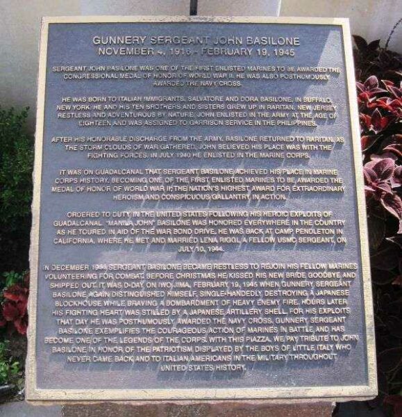 PIAZZA BASILONE WAR MEMORIAL PLAQUE