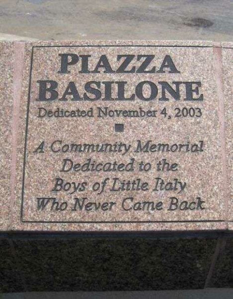 PIAZZA BASILONE WAR MEMORIAL DEDICATION STONE