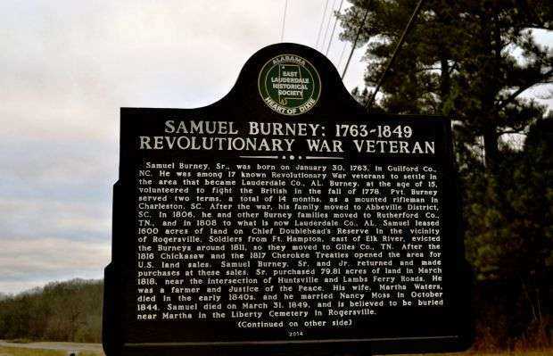 SAMUEL BURNEY: 1763-1849 REVOLUTIONARY WAR VETERAN MEMORIAL MARKER