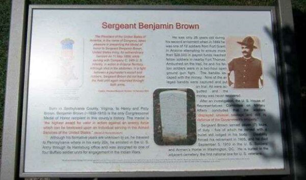 SERGEANT BENJAMIN BROWN MEDAL OF HONOR MEMORIAL PLAQUE