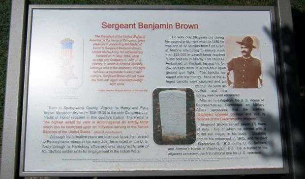 SERGEANT BENJAMIN BROWN MEDAL OF HONOR MEMORIAL PLAQUE
