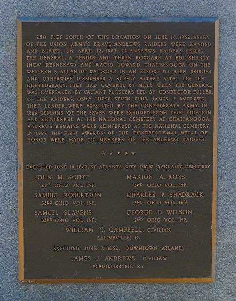 THE HANGING OF ANDREWS RAIDERS WAR MEMORIAL PLAQUE