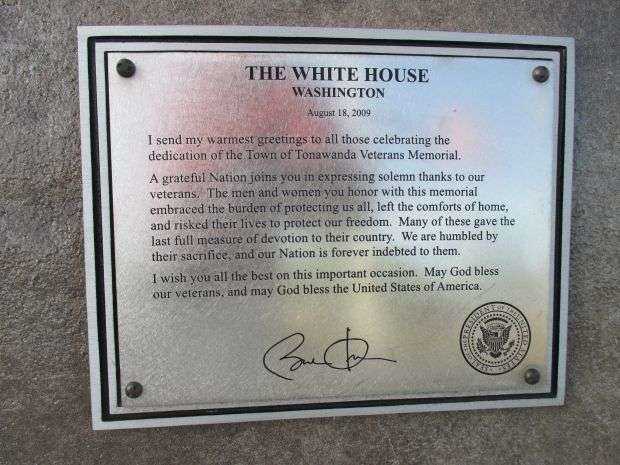 TOWN OF TONAWANDA VETERANS MEMORIAL PLAQUE B