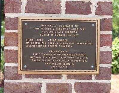 EMANUEL COUNTY REVOLUTIONARY WAR MEMORIAL PLAQUE