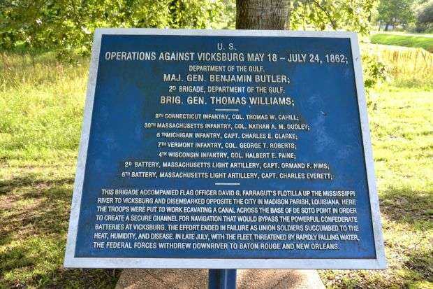 U.S. OPERATIONS AGAINST VICKSBURG WAR MEMORIAL PLAQUE