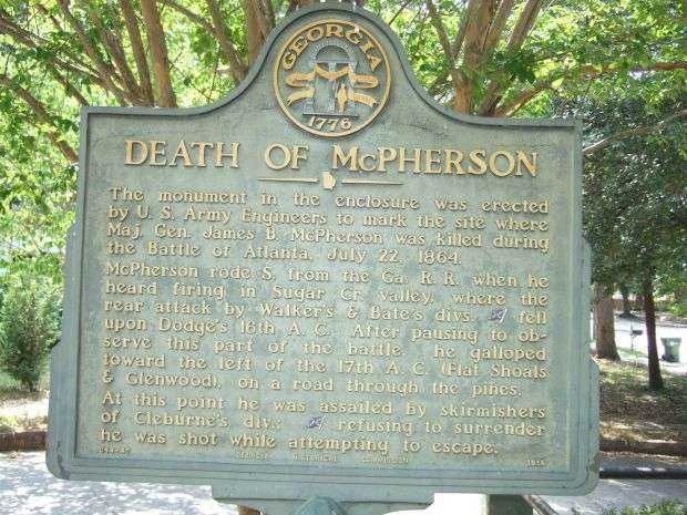 DEATH OF MCPHERSON WAR MEMORIAL MARKER