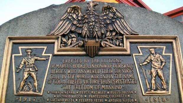 MARCUS HOOK WORLD WAR I MEMORIAL PLAQUE A