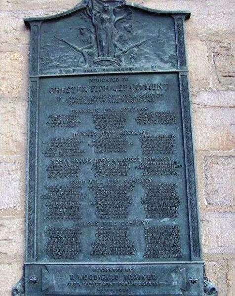 CHESTER FIRE DEPARTMENT WORLD WAR MEMORIAL PLAQUE