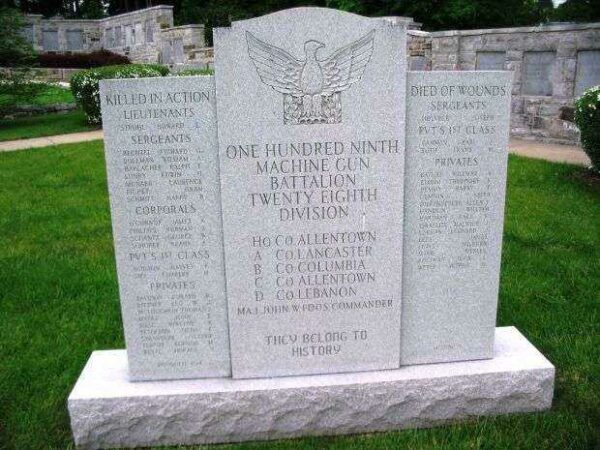 109TH MACHINE GUN BATTALION WAR MEMORIAL FRONT