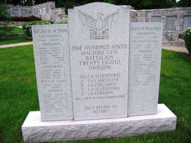 109TH MACHINE GUN BATTALION WAR MEMORIAL FRONT