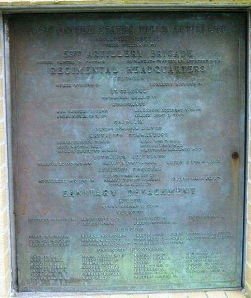 107TH UNITED STATES FIELD ARTILLERY WAR MEMORIAL PLAQUE B