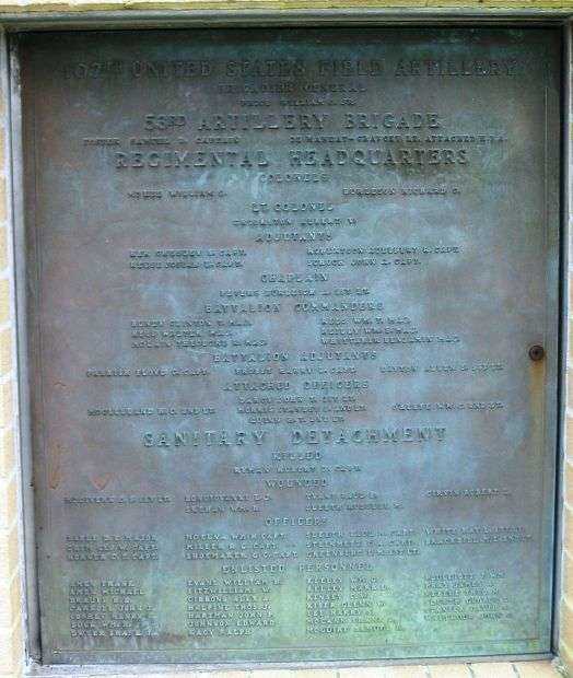 107TH UNITED STATES FIELD ARTILLERY WAR MEMORIAL PLAQUE B