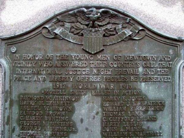 NEWTOWN AND VICINITY WORLD WAR I MEMORIAL PLAQUE SECTION A