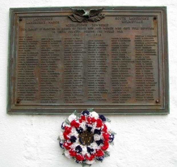 MIDDLETOWN TOWNSHIP WORLD WAR MEMORIAL PLAQUE