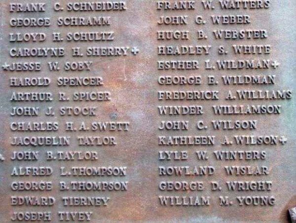 MIDDLETOWN TOWNSHIP WORLD WAR MEMORIAL PLAQUE SECTION F