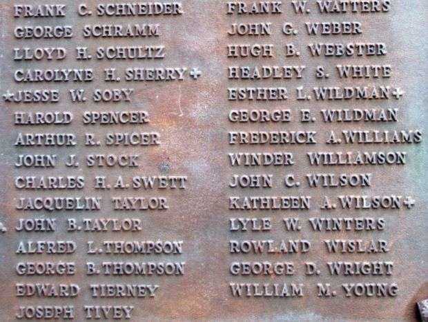 MIDDLETOWN TOWNSHIP WORLD WAR MEMORIAL PLAQUE SECTION F