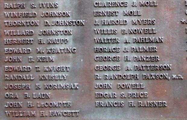 MIDDLETOWN TOWNSHIP WORLD WAR MEMORIAL PLAQUE SECTION D