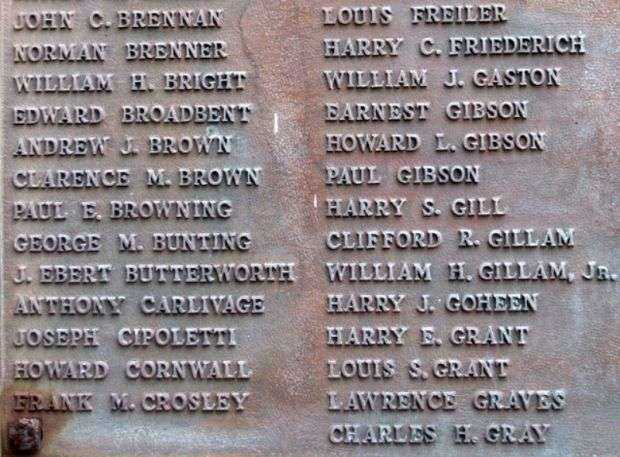 MIDDLETOWN TOWNSHIP WORLD WAR MEMORIAL PLAQUE SECTION B