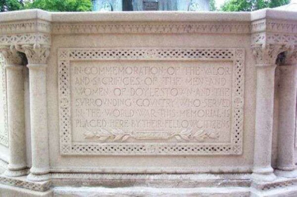 DOYLESTOWN WORLD WAR MEMORIAL FOUNTAIN DEDICATION STONE